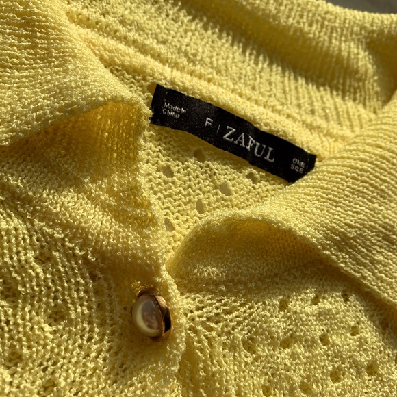 Pearled Yellow crochet ZAFUL cardigan - Picture 2 of 4